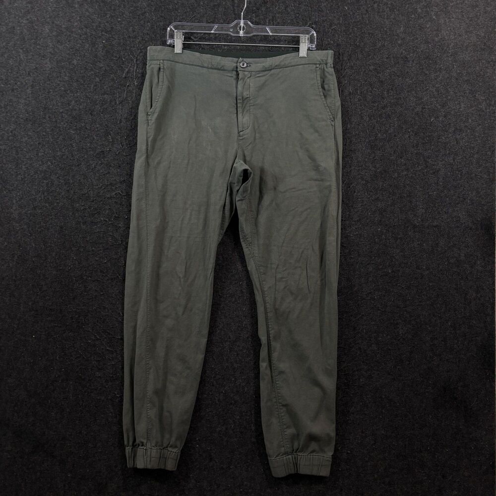 Mack Weldon Jogger Pants Men's 36x29 Olive Green Stretch Canvas Elastic Cuffs